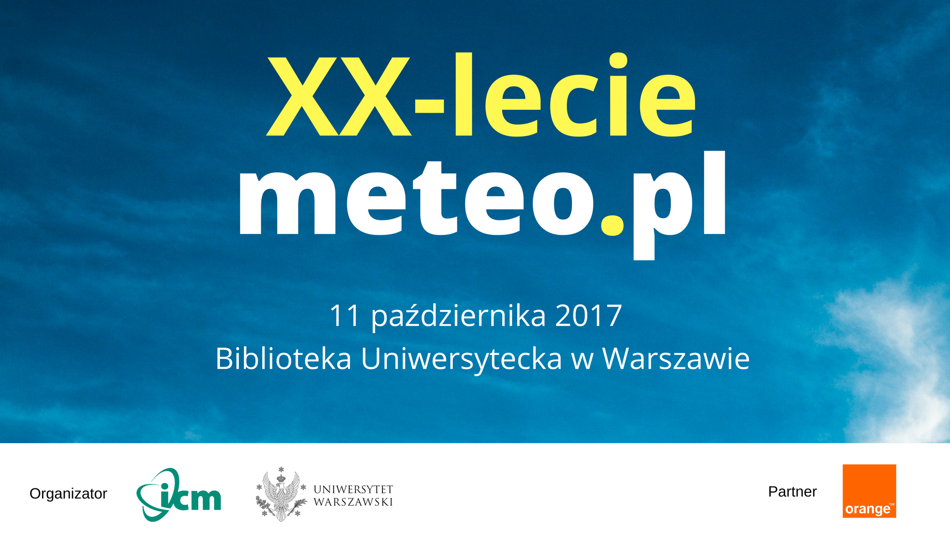 Grafika konferencji XX-lecie meteo.pl z logotypami organizatorów i partnera