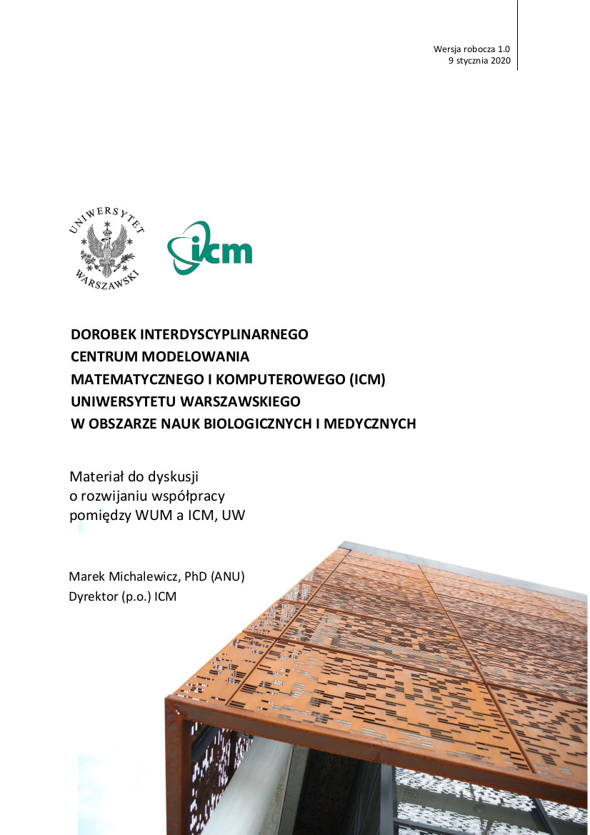 Materiał do dyskusji o rozwijaniu współpracy pomiędzy WUM a ICM, UW